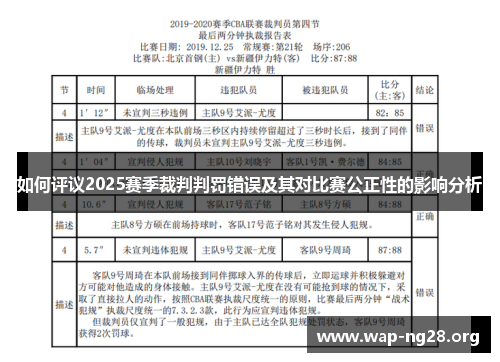 如何评议2025赛季裁判判罚错误及其对比赛公正性的影响分析 如何评议2025赛季裁判判罚错误及其对比赛公正性的影响分析