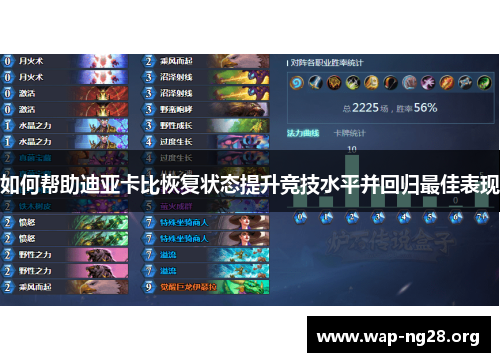 如何帮助迪亚卡比恢复状态提升竞技水平并回归最佳表现 如何帮助迪亚卡比恢复状态提升竞技水平并回归最佳表现