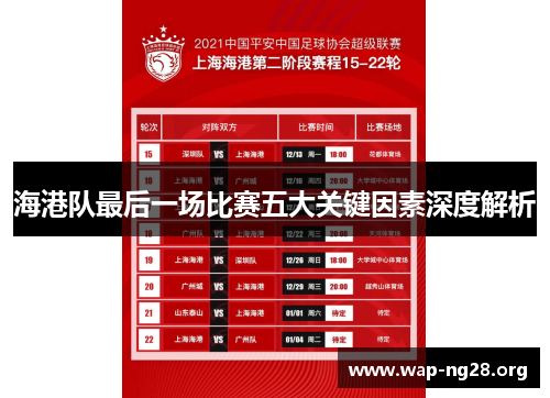 海港队最后一场比赛五大关键因素深度解析 海港队最后一场比赛五大关键因素深度解析